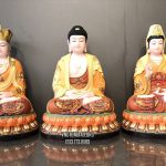 bộ tượng ta bà tam thánh bằng bột đá vẽ gấm đẹp