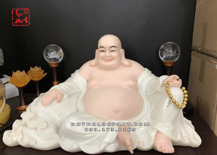 Mẫu tượng Phật Di Lặc bằng bột đá trắng cao cấp 65cm