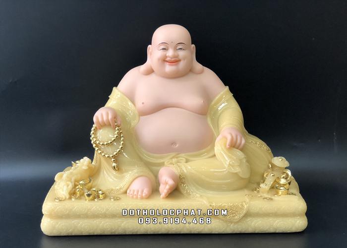 Tượng Phật Di Lặc thạch anh đế chữ Nhật tay cầm tràng hạt