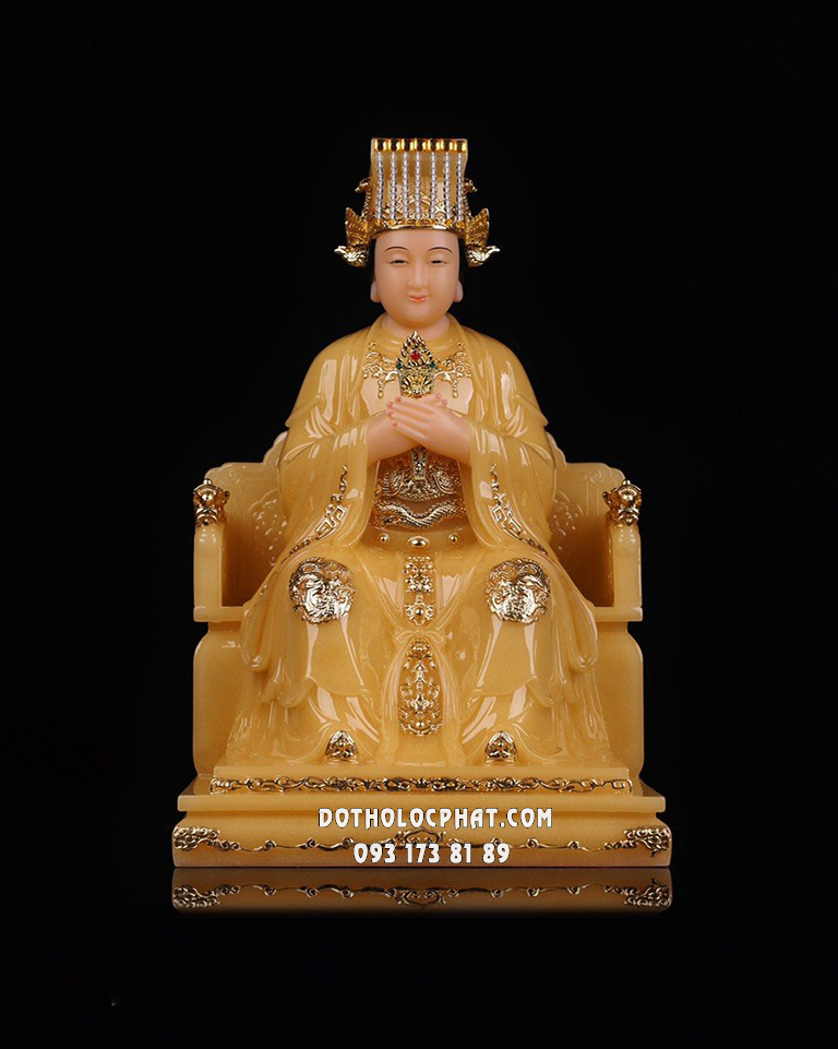Tượng Thiên Hậu Thánh Mẫu Thạch Anh Vàng THTM-002