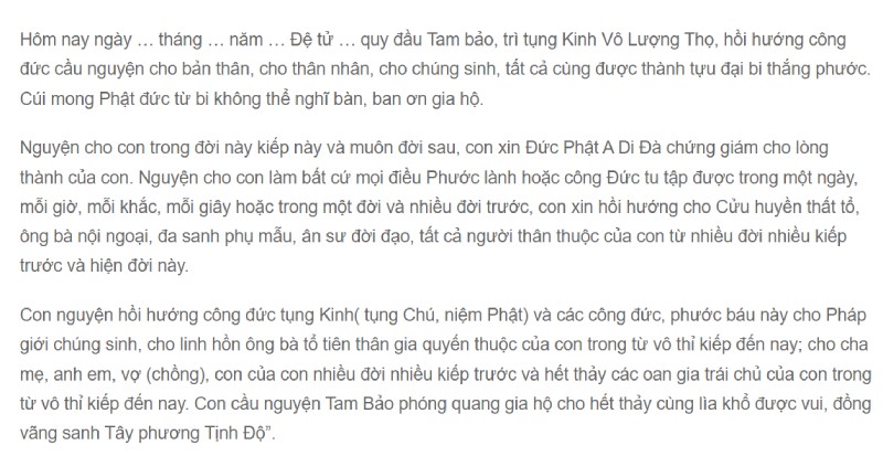 Cách tụng kinh Vô Lượng Thọ