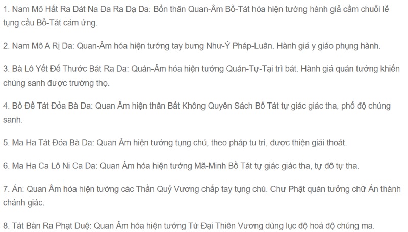 Ý nghĩa chú đại bi câu 1 - 8 