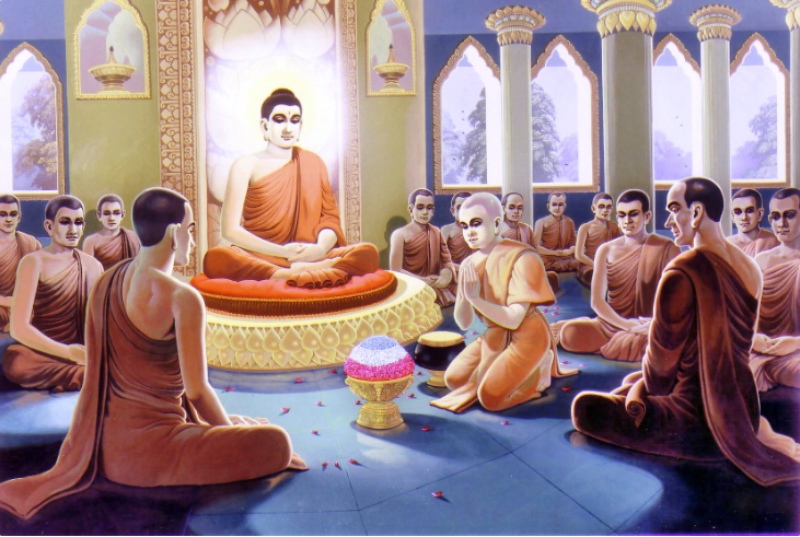 Tôn giả Xá Lợi Phất và tôn giả Mục Kiền Liên cùng xin quy y, xuất gia theo Phật